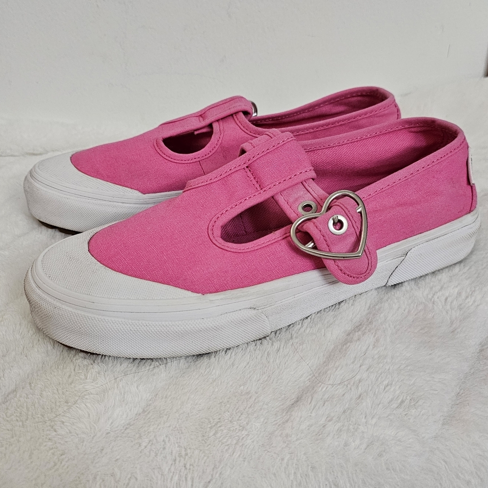 Vans Style 93 Retro Pink Mary Jane Heart Buckle Lug Sole Sneakers US M-6 W-7.5 - Picture 2 of 12